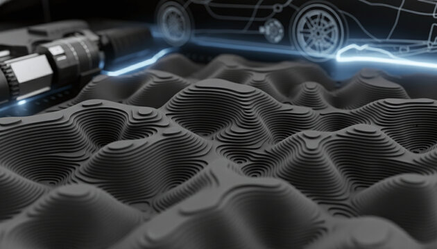 Thin Ply Technology TPT carbon fiber texture with wavy topographical pattern