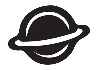 saturn logo silhouette vector, astronomy saturn planet logo silhouette vector illustration, ringed planet space logo vector, cosmic saturn planet logo silhouette design on white background © Adobe design