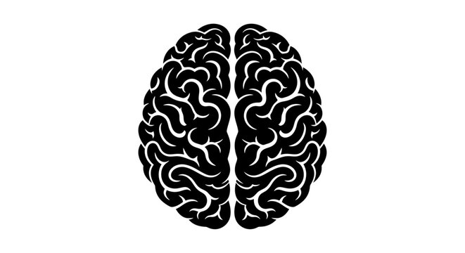 Brain silhouette illustration representing neuroscience, cognition and cognitive science concept.