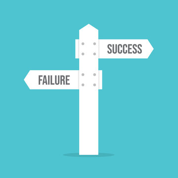 Success vs Failure Direction Sign Concept, Decision Making Path, Business Choice Strategy Illustration