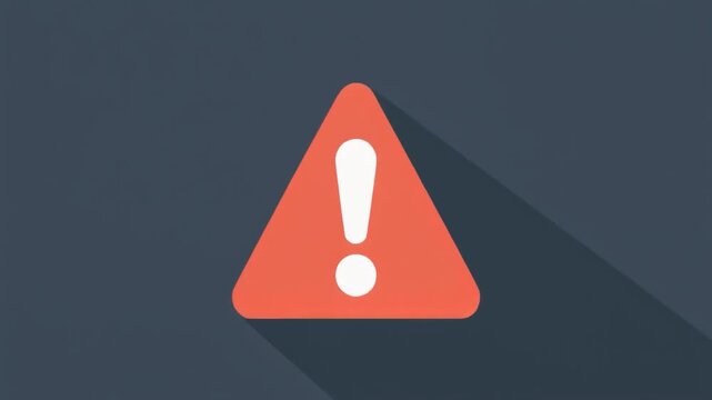 Motion graphic warning sign with jagged scale wiggle on dark gray background.