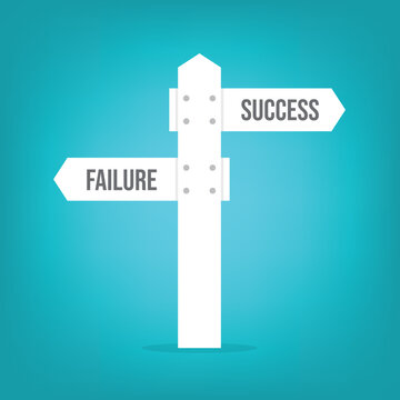 Success vs Failure Direction Sign Concept, Decision Making Path, Business Choice Strategy Illustration