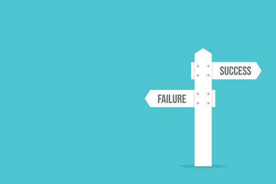 Success vs Failure Direction Sign Concept, Decision Making Path, Business Choice Strategy Illustration