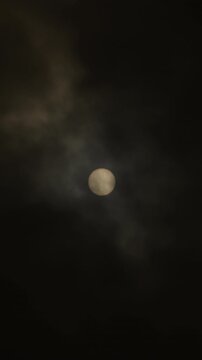 Dust clouds of calima or kalima and sun. 4K Vertical