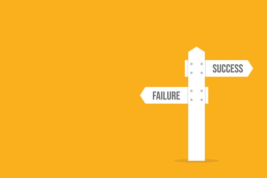 Success vs Failure Direction Sign Concept, Decision Making Path, Business Choice Strategy Illustration