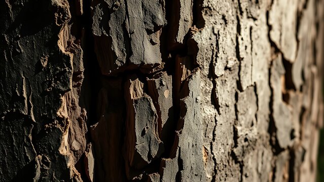 Close-up of deep, rough gouges clawed into tree bark, exposing torn wood fibers.