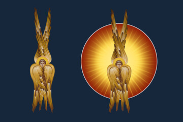 Obraz premium Illustration - fresco with Seraphim set in Byzantine style