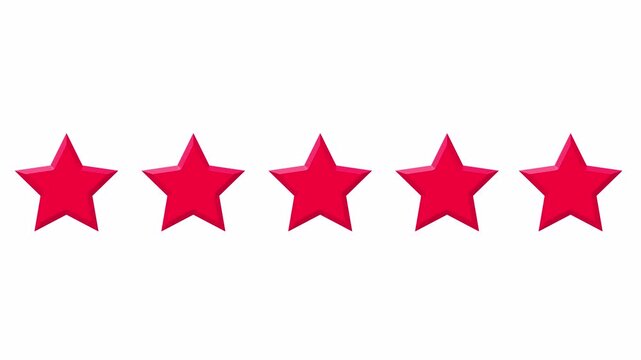 Red color Five stars rating icon customer satisfaction icon concept Special with rating star icon 5 star top rating on white background