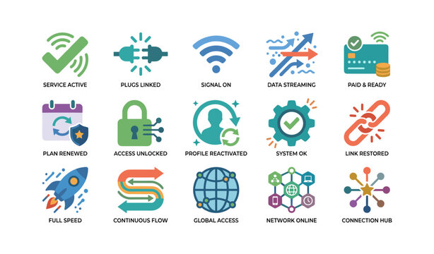 Service and network icons showing connectivity status