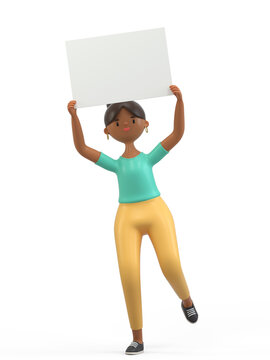 woman holding a blank sign