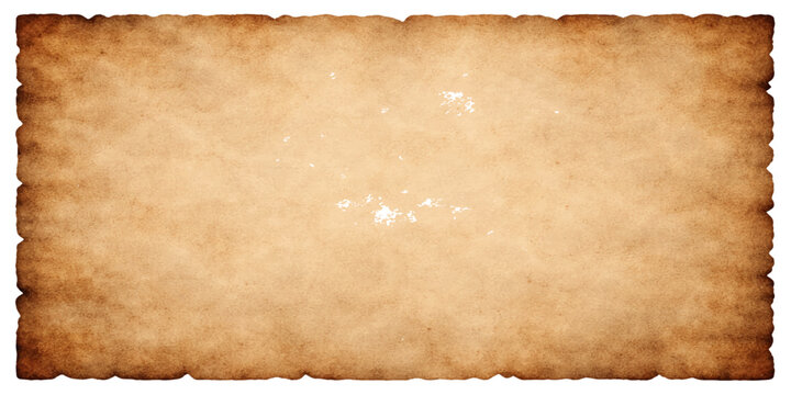 Vintage antique parchment background featuring an old paper texture with burnt edges and a blank aged scroll design on a rough brown sheet for a retro manuscript look