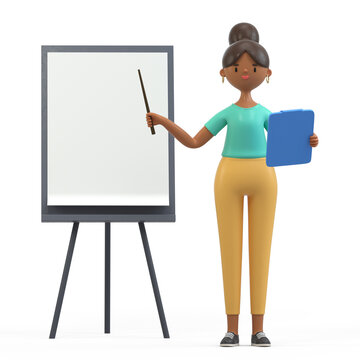 A woman with a blank whiteboard