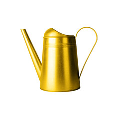 Gold watering can isolated PNG, decorative metallic garden tool on transparent background for luxury plant styling © Iryna
