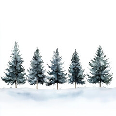Fototapeta premium watercolor illustration a serene winter landscape