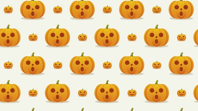 Halloween Pumpkin Jack-O-Lantern Seamless Pattern Background, autumn festival and spooky decor concept.