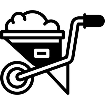 Wheelbarrow Construction Vector Icon for Transportation, Tools, and Work Equipment