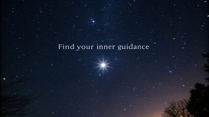 Fototapeta premium Single Bright Star Shining in Dark Night Sky