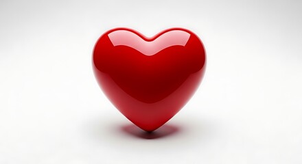 Obraz premium Red shiny heart shape object on white background