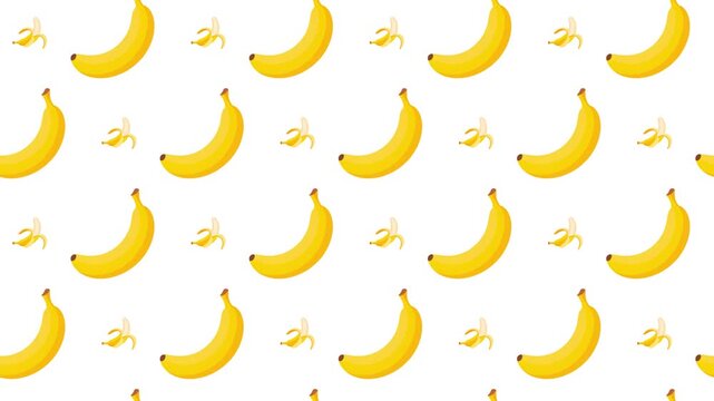 Yellow Banana and Peeled Banana Seamless Pattern Background, tropical fruit and potassium-rich food concept.