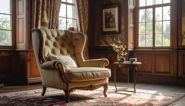Luxurious Armchair in Elegant Room Interior.
