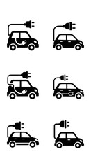 Fototapeta premium Electric Car Icons: Charging Vehicle Symbol, Eco-Friendly Transport Concept
