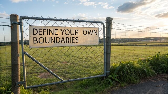 Strong Protective Fence With 'Define Your Own Boundaries' Sign