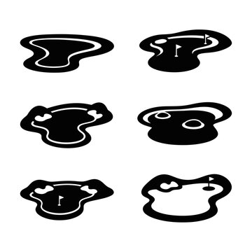 Golf Course Icons: Hole Designs, Greens, Flags, Water Hazards, Sand Traps