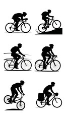 Fototapeta premium Cyclist Silhouettes: Diverse Cycling Styles and Activities