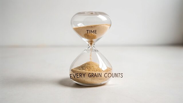 Small Delicate Hourglass Filled with Sand, Time Concept