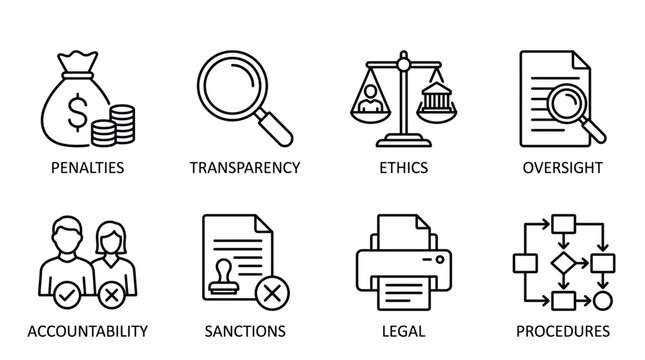 Vector graphic illustration of Set of business and finance icons Vector