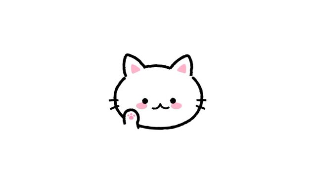 Cat hi or hello hand gesture emoji animation