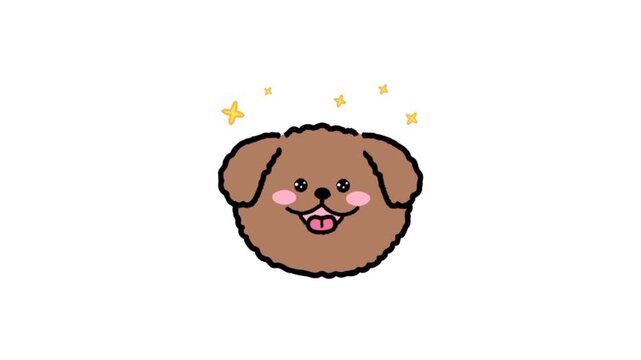 Funny dog head happy dog face 3d animation 