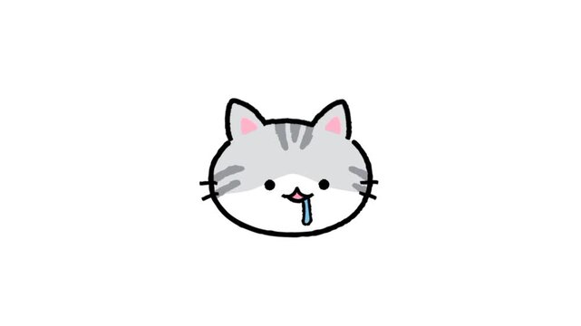 Hungry cute little cat face emoji icon 