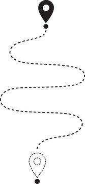 Winding Path Route with Map Pin Location Icon Vector
