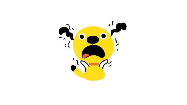 Funny cartoon dog frightened and shocked emoji reaction 