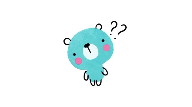 Thinking cartoon character. Question mark doubtful face expression 