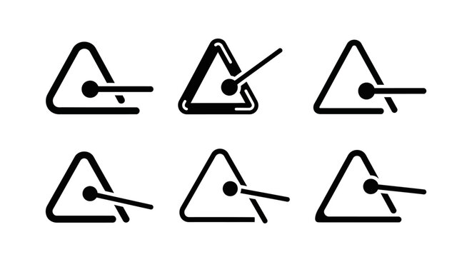 Musical Triangle Icon Set: Simple Black Symbols for Music and Performance