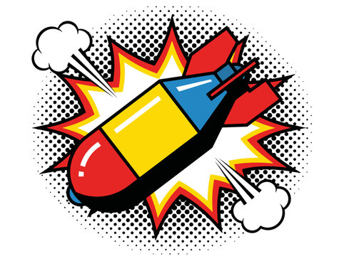 A clean flat vector illustration of a set of military rockets and missiles in different shapes and sizes