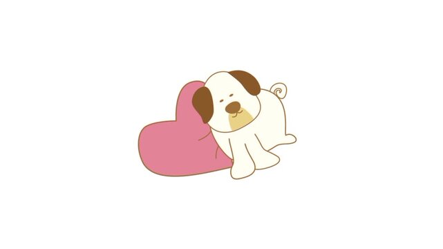 Little dog laying on pillow 3d animation 