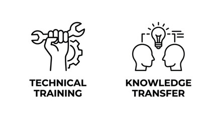 Vector graphic illustration of Technical training and knowledge transfer concept icons Vector © Rehana