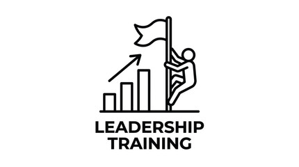 Naklejka premium Vector graphic illustration of Leadership training icon with flag and graph Vector