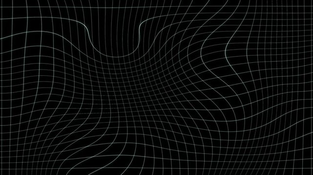 Abstract digital wave pattern on black background. Lines ripple across screen in mesmerizing motion. Perfect for futuristic or tech-themed projects