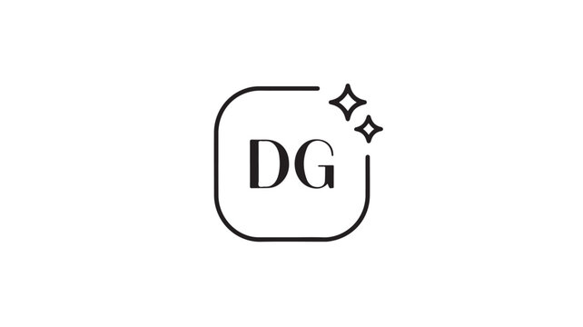 Monogram Logo Mark DG Lettering with Starburst Element for Minimalist Branding Identity