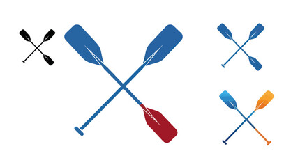 Crossed Oars Vector Icons Set - Rowing, Boating, Adventure Symbols © edur