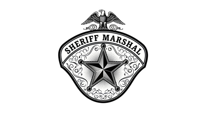 Vintage Sheriff Marshal Badge Emblem - Old West Law Enforcement Star
