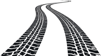 Winding asphalt road tire tracks with grunge texture showing automotive journey motion path for transportation and car racing designs vector illustration © Kanon Islam