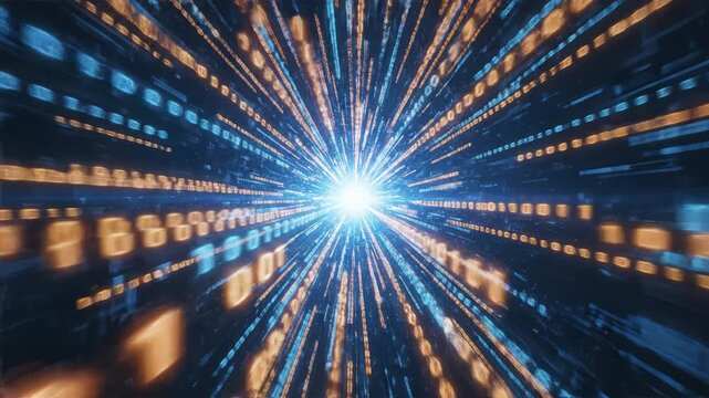 Digital data stream in motion perfect for IT presentations and tech marketing