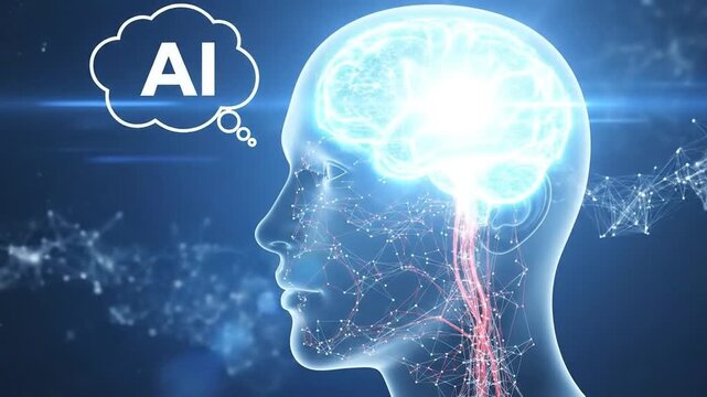 AI Brain Concept - Artificial Intelligence and Human Mind Connection.