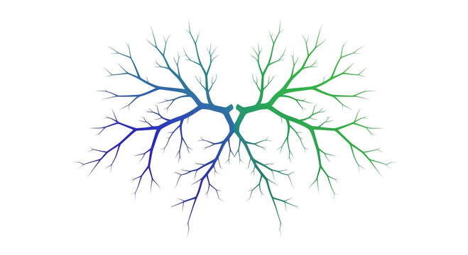 Abstract Branching Network Structure Resembling Veins or Neurons Blue to Green Gradient