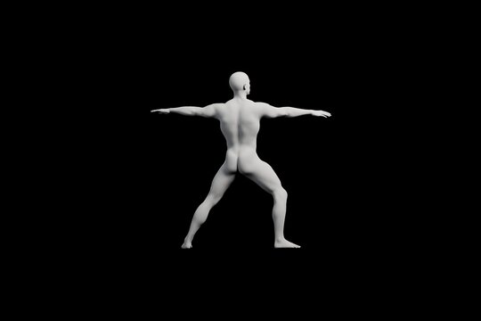 Mannequin T-pose in matte black studio